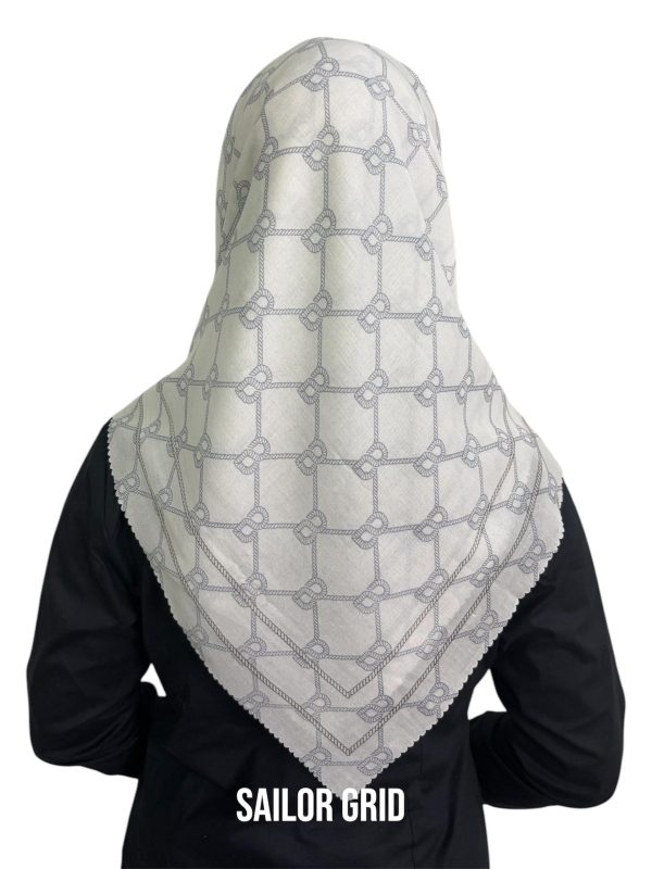 Hijab Segiempat Motif Sailor Grid