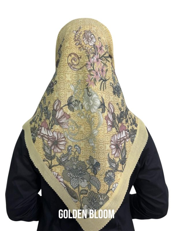Hijab Segiempat Motif Golden Bloom