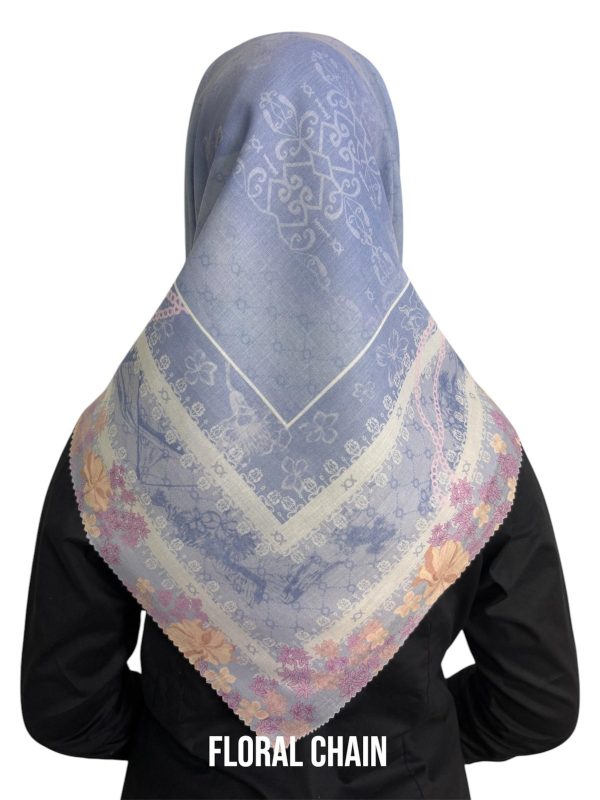Hijab Segiempat Motif Floral Chain