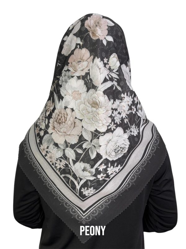 Hijab Segiempat Motif Peony