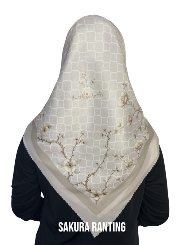 Hijab Segiempat Motif Sakura Ranting